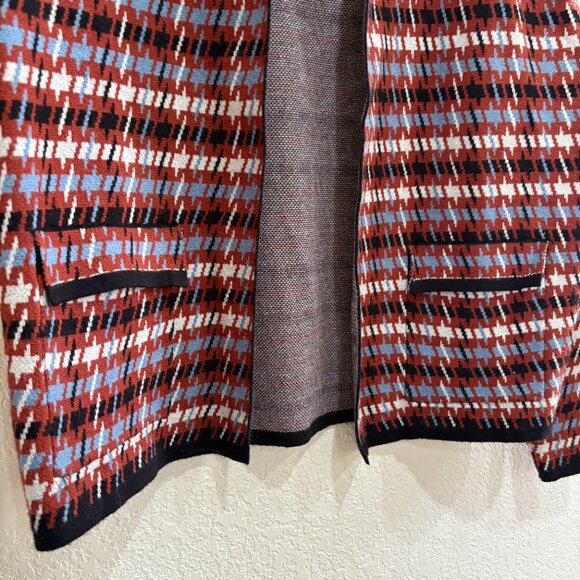 Tahari Knit Jacket Blazer – Red Blue Black Houndstooth Pattern, Size Small - Picture 3 of 10